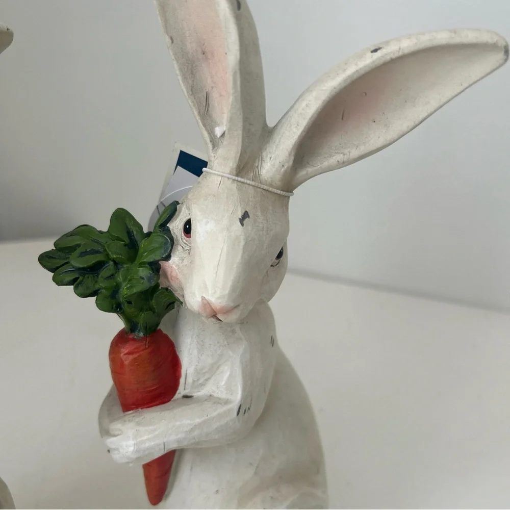 White Bunny Figurines with Carrots by Martha Stewart Set of 2 - Picture 7 of 9
